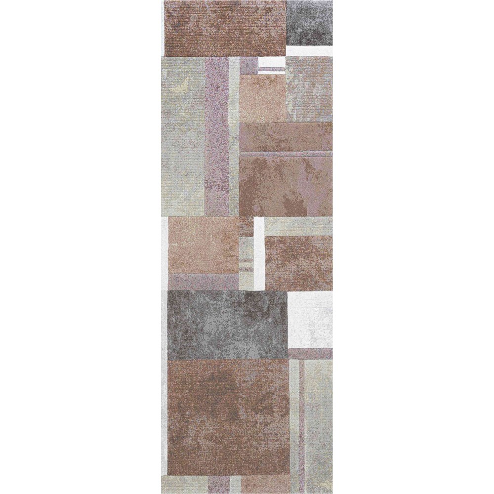 Galleria Modern Geometric 63764 5280 Runner Rugs in Salmon Pink